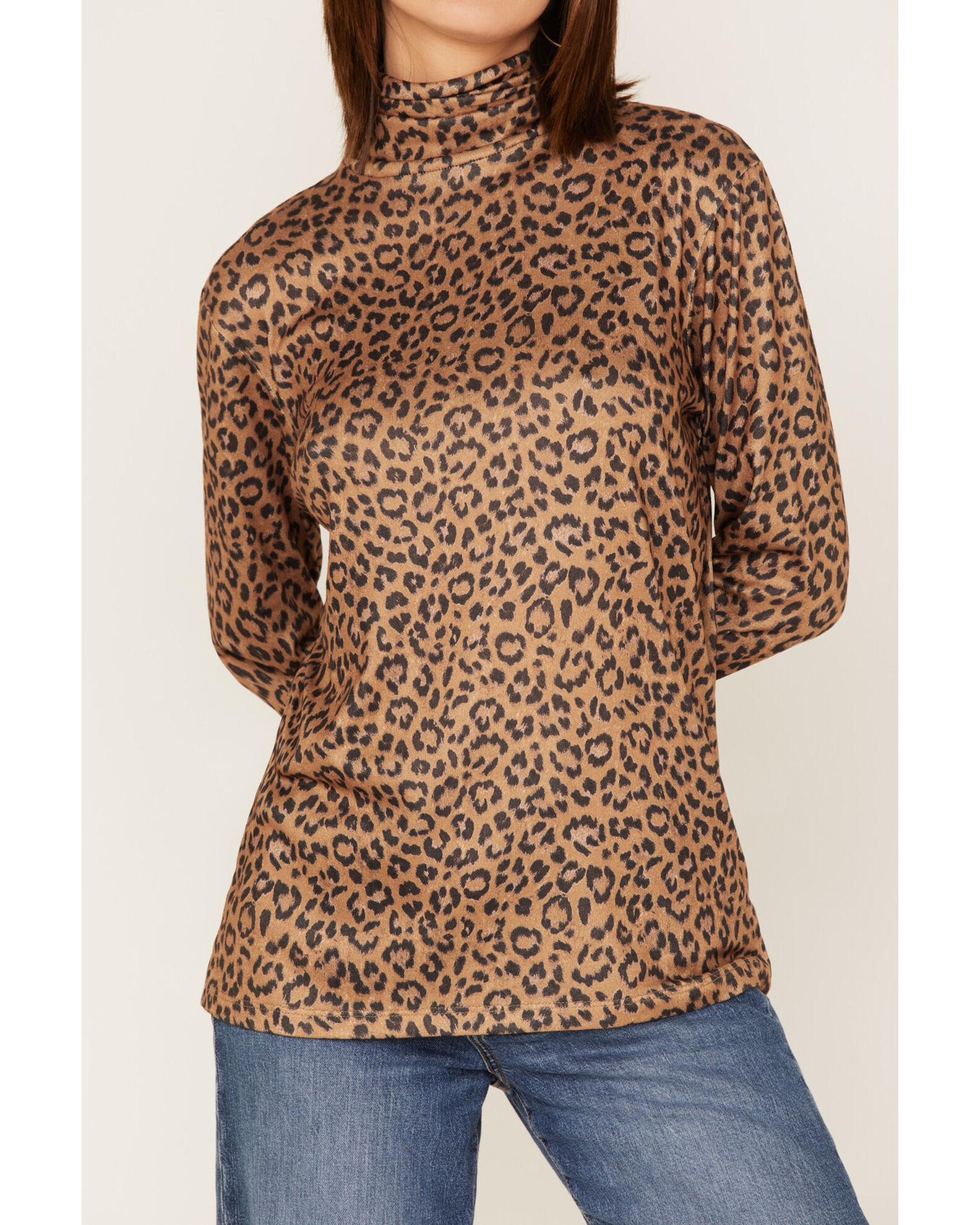 Womens leopard print turtleneck cheap