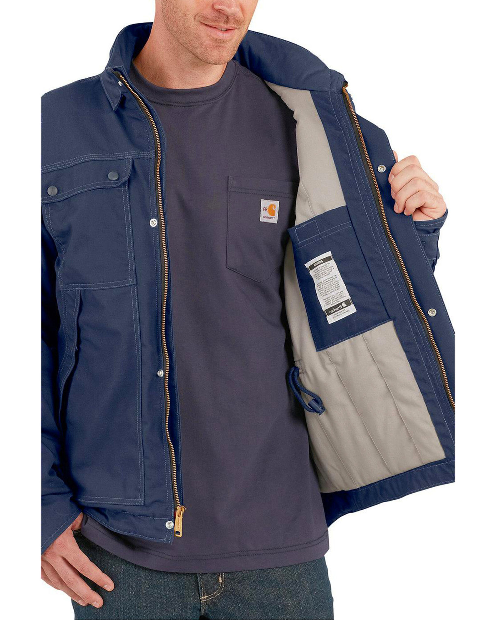 Image #5 - Carhartt Men's Flame Resistant Full Swing Quick Duck Coat - Big & Tall, Navy, hi-res