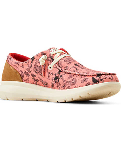 Ariat Women's Livestock Print Hilo Casual Shoes - Moc Toe , Pink, hi-res