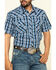 Image #4 - Cowboy Hardware Men's Heeler Plaid Short Sleeve Western Shirt , Blue, hi-res