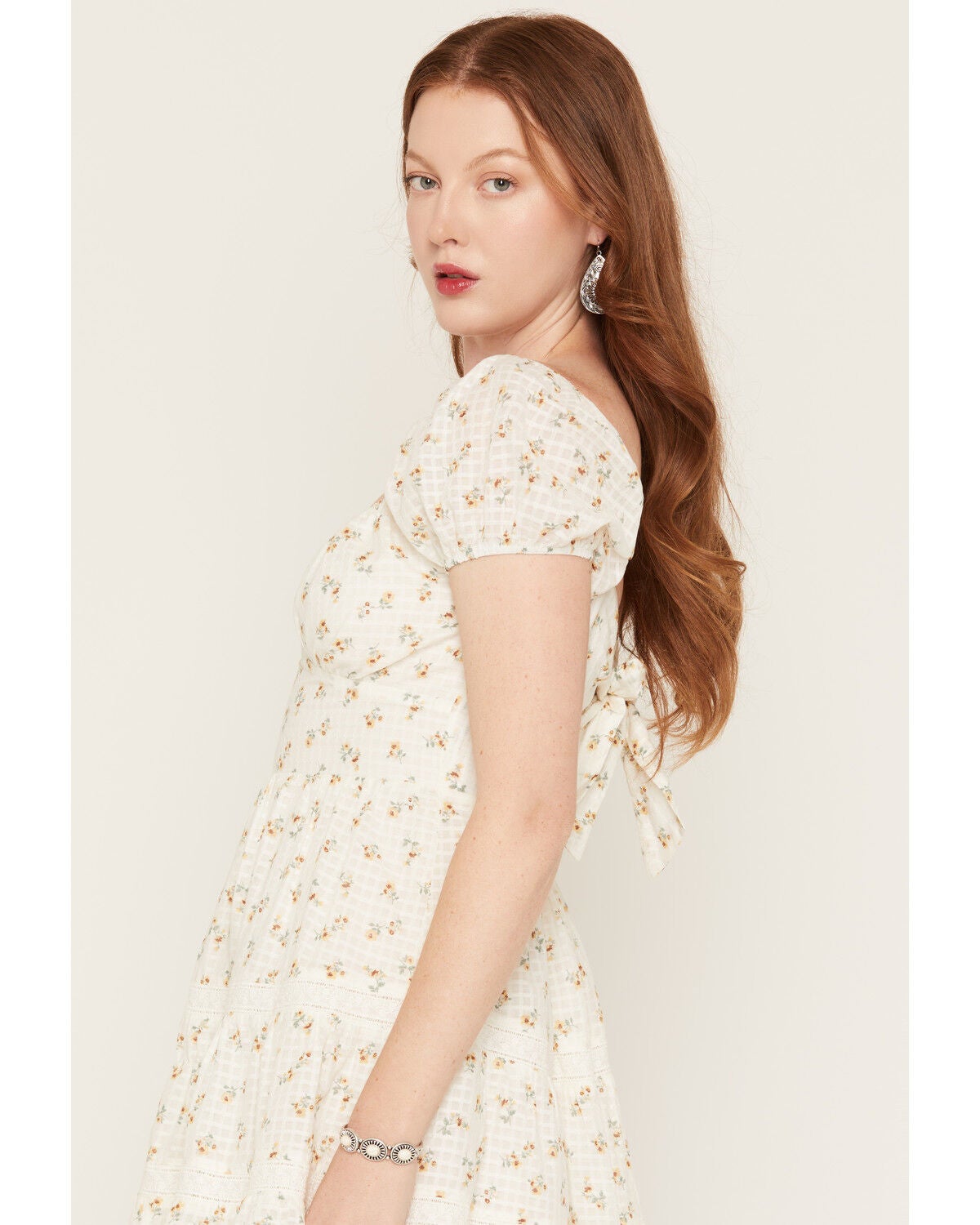 Image #2 - Cleo + Wolf Women's Ivy Floral Print Short Sleeve Mini Dress, Ivory, hi-res