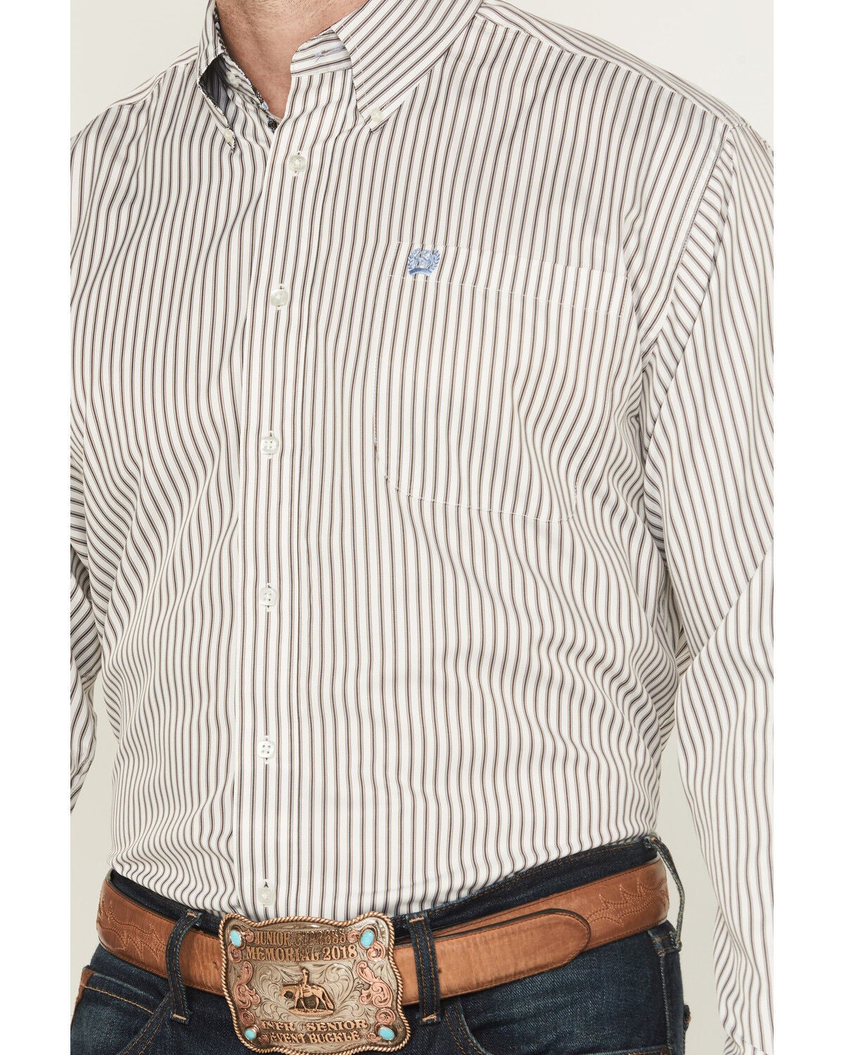 Image #3 - Cinch Men's Striped Print Tencel Long Sleeve Button-Down Western Shirt, Cream, hi-res