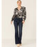 Image #2 - Revel Women's Toile Print Smocked Long Sleeve Top, Black, hi-res