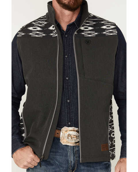 Image #3 - Ariat Men's Vernon 2.0 Chimayo Softshell Vest, Charcoal, hi-res