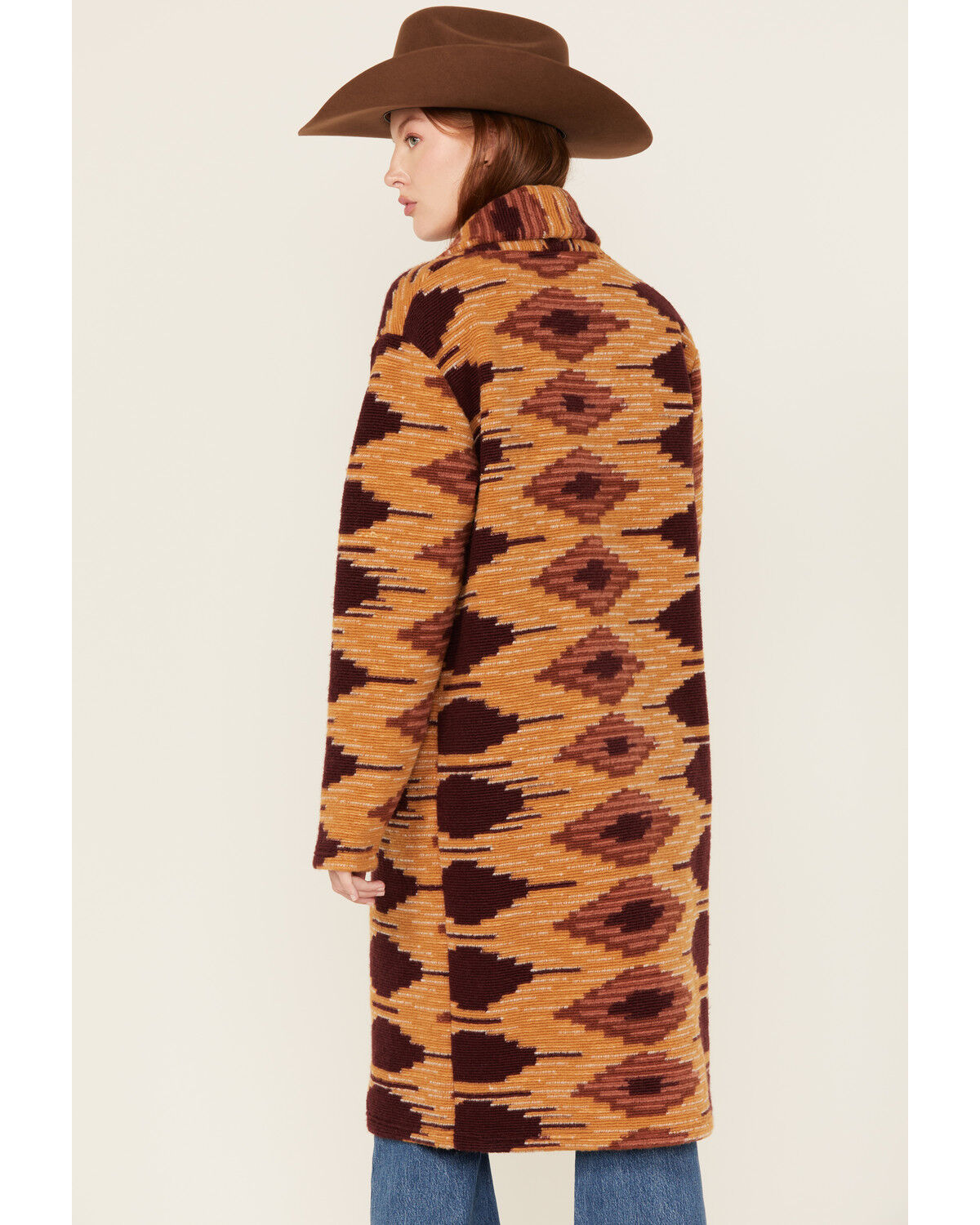 Image #4 - Hooey Women's Geo Duster Sweater, Maroon, hi-res