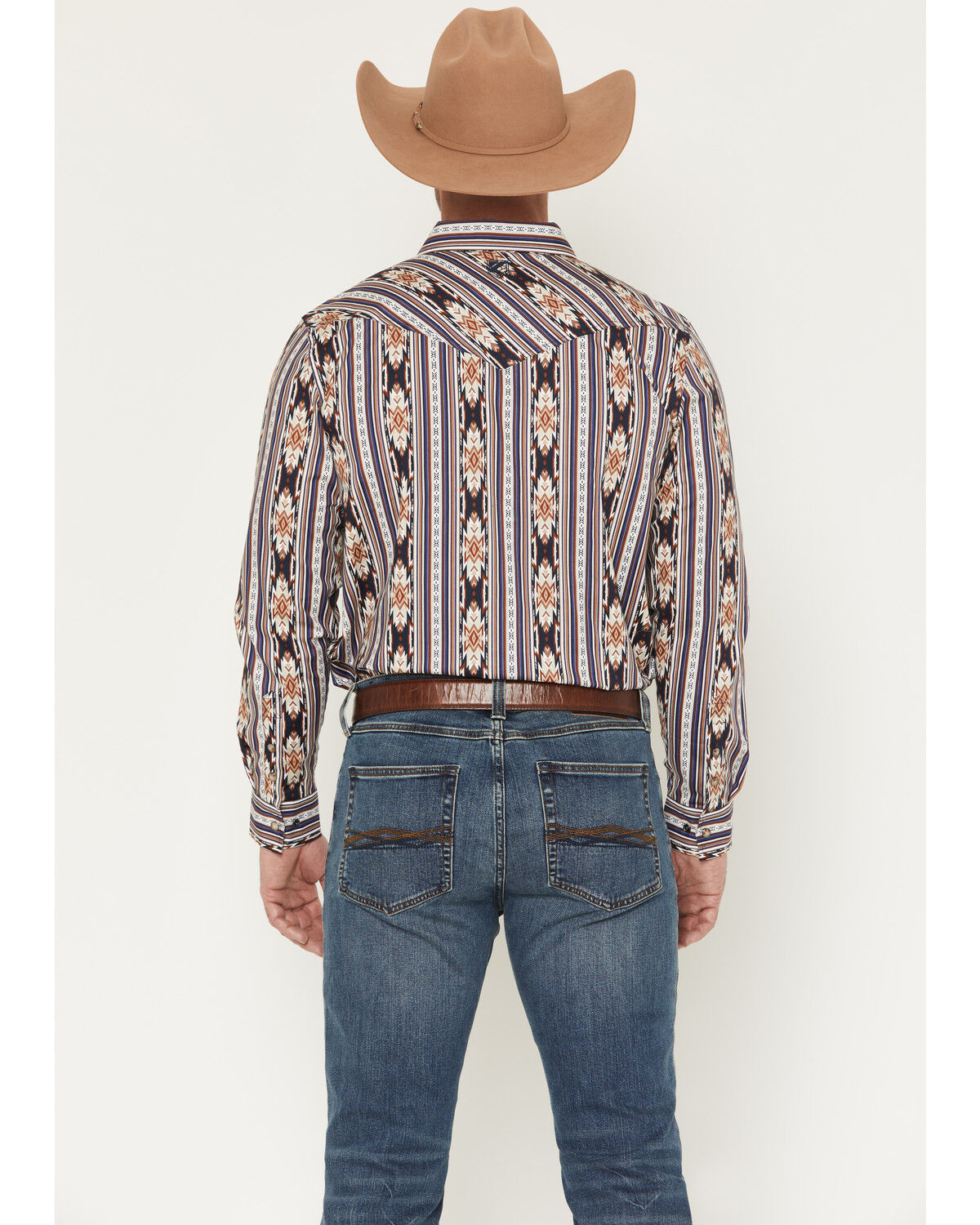 Image #4 - RANK 45® Men's White Mountain Southwestern Striped Print Long Sleeve Snap Stretch Western Shirt, Multi, hi-res
