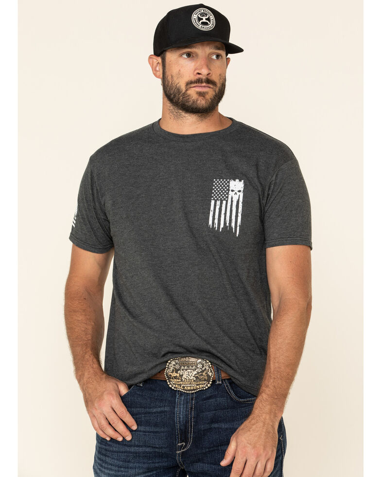 Howitzer Men's Grey Patriot Torn Flag Graphic T-Shirt , Grey, hi-res