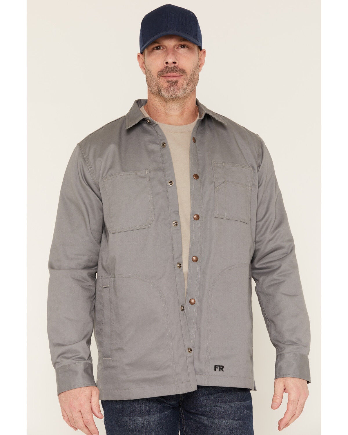 Image #1 - Cody James Men's FR Solid Lined Long Sleeve Snap Work Shirt Jacket, Grey, hi-res