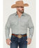 Image #1 - Rock & Roll Denim Men's Medallion Print Long Sleeve Snap Stretch Western Shirt, Teal, hi-res