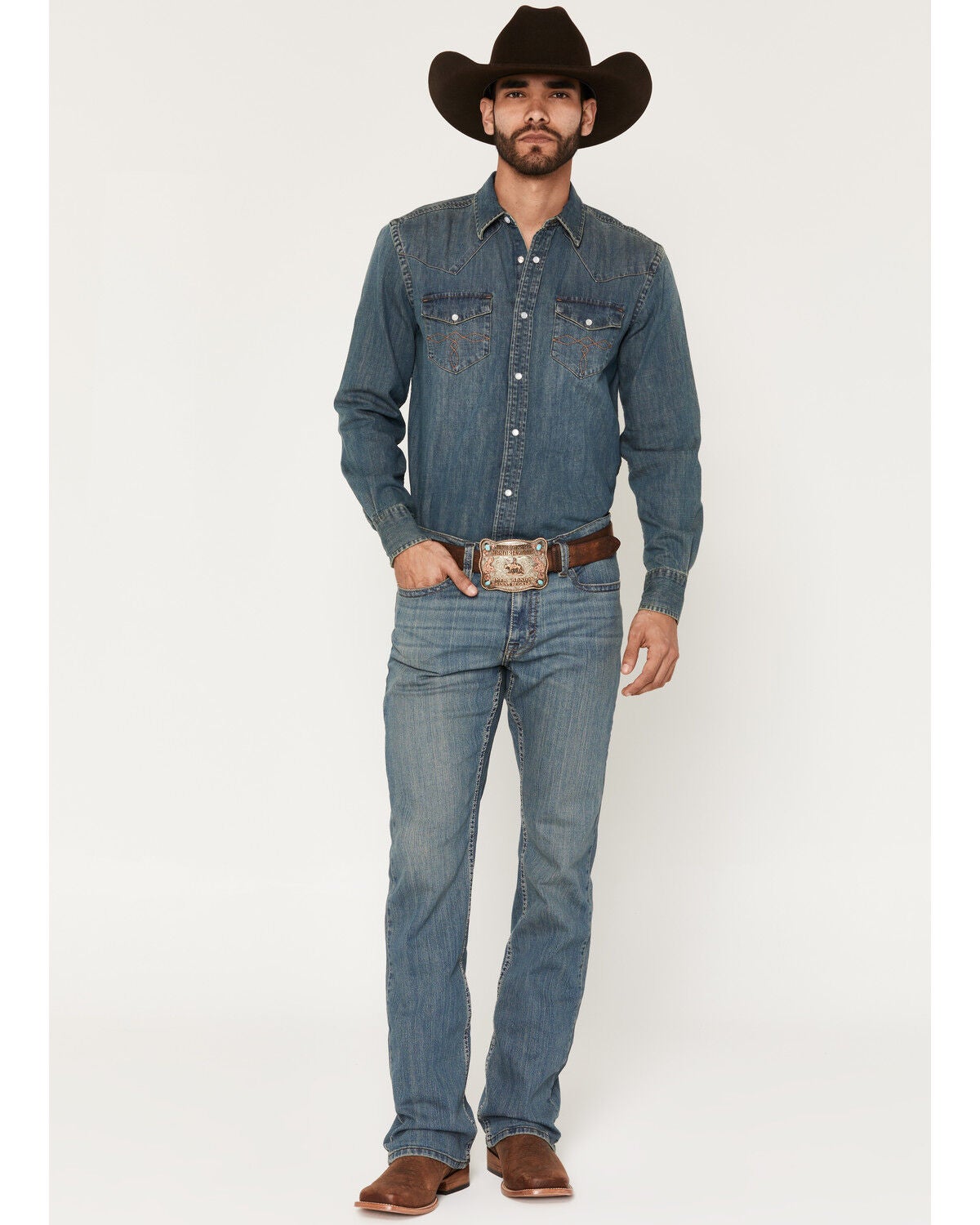 Cody James Men's Bozeman Wash Wyatt Slim Bootcut Stretch Denim Jeans, Indigo, hi-res