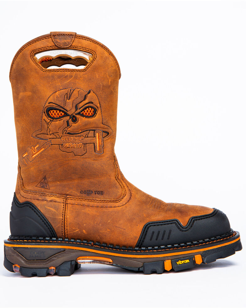 Cody James Men's Decimator Skull Western Work Boots - Nano Composite Toe, Brown, hi-res