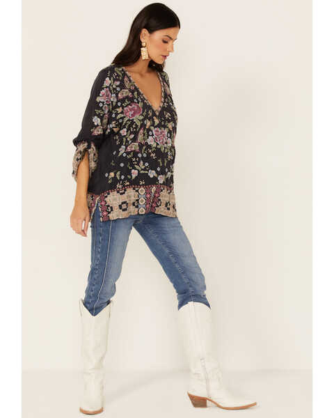 Image #4 - Johnny Was Women's Graphite Terraine Embroidered Blouse, Charcoal, hi-res