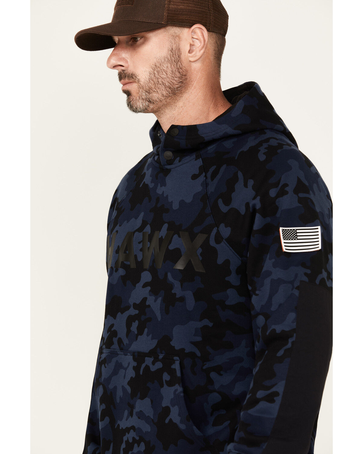 Image #2 - Hawx Men's Arlington Logo Camo Print Hooded Sweatshirt, Navy, hi-res