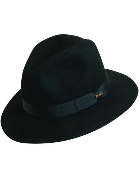 Scala Men's Black Wool Felt Safari Hat, Black, hi-res
