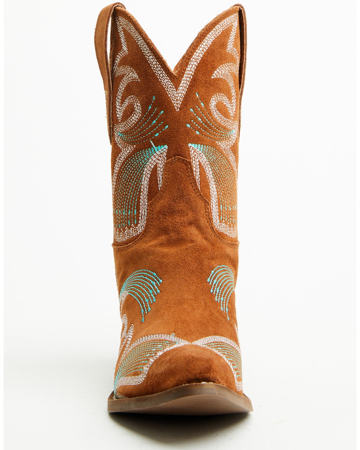Image #4 - Dingo Women's Flying Colors Suede Western Booties - Round Toe, Camel, hi-res