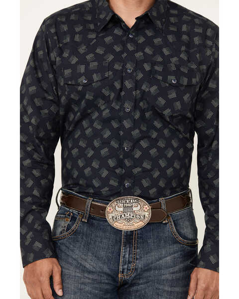 Image #3 - Gibson Trading Co Men's Shrapnel Geo Print Long Sleeve Snap Western Shirt , Navy, hi-res