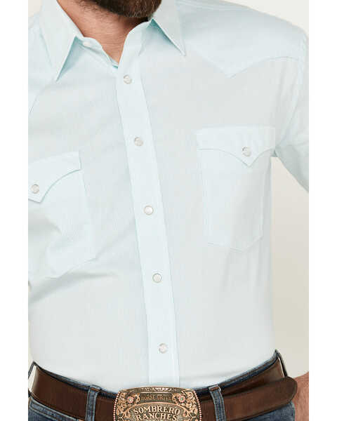 Image #3 - Panhandle Men's Micro Vertical Striped Short Sleeve Pearl Snap Western Shirt , Mint, hi-res