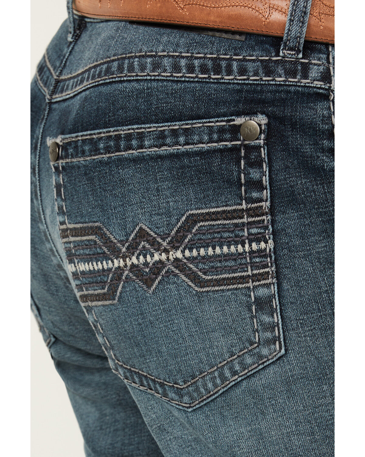 Image #4 - Rock 47 by Wrangler Men's Lander Dark Wash Slim Bootcut Stretch Denim Jeans, Light Wash, hi-res