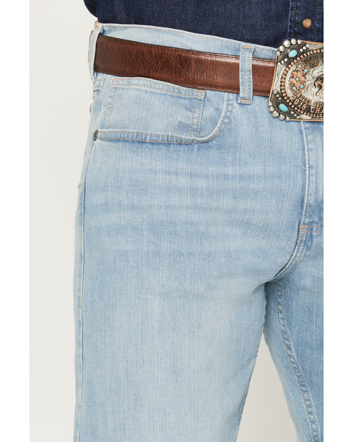 Image #2 - Wrangler Retro Men's 42MWx 20X Light Wash Bootcut Stretch Denim Jeans, Light Wash, hi-res