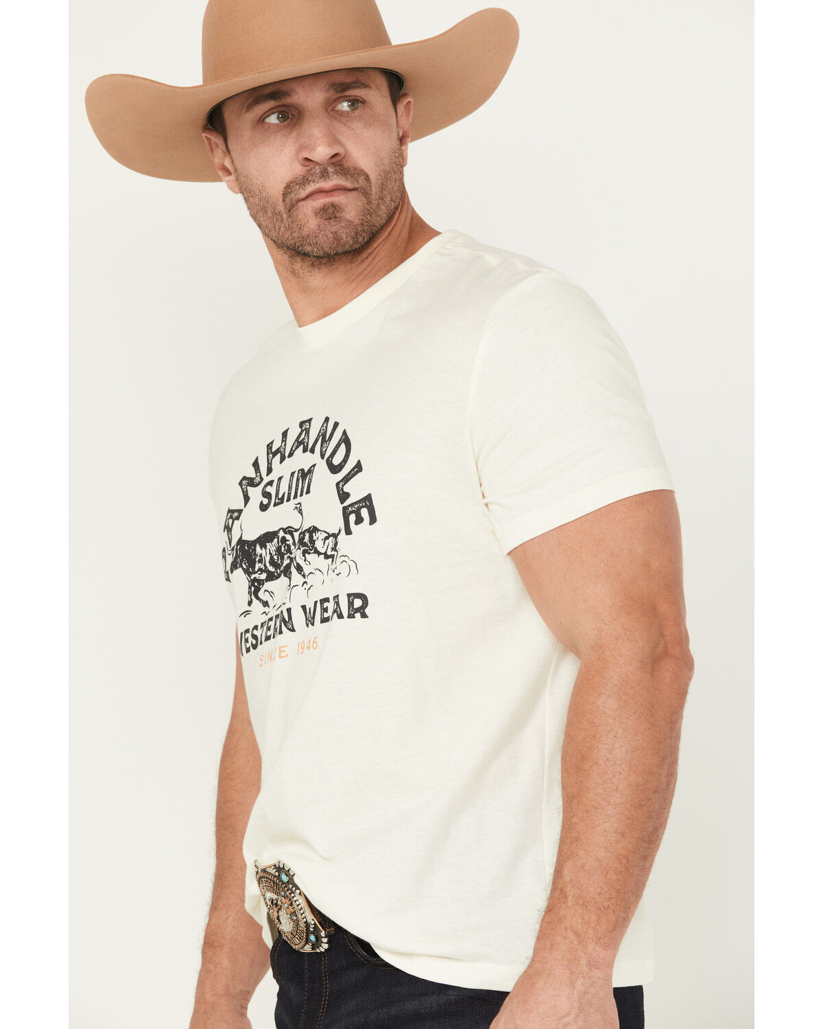 Image #2 - Panhandle Men's Logo Short Sleeve Graphic T-Shirt, Natural, hi-res