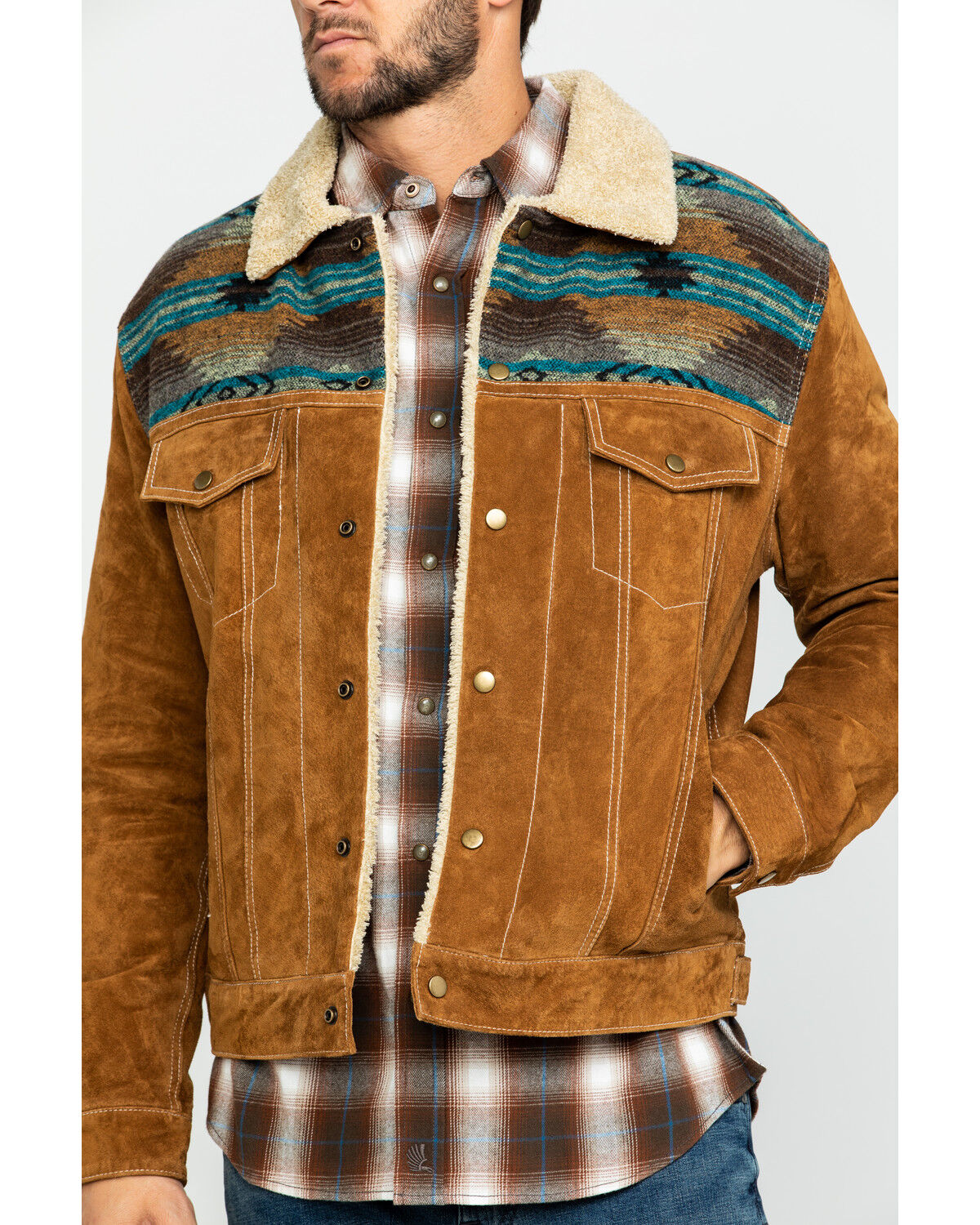 Image #4 - Scully Men's Cafe Brown Boar Suede Jean Jacket - Big, Brown, hi-res