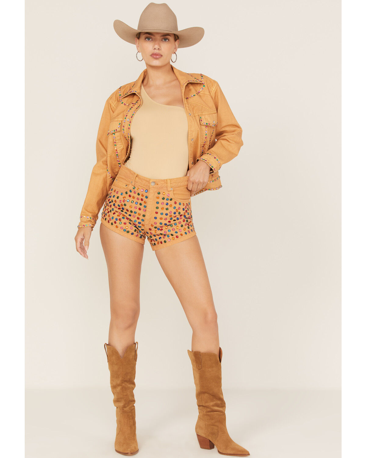 Image #2 - Understated Leather Women's Elvis Rhinestone Western Denim Snap Jacket, , hi-res