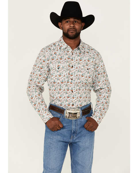Cody James Men's Salvador Floral Print Long Sleeve Snap Western Shirt , White, hi-res