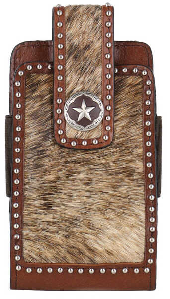 Image #1 - M & F Western Men's Leather Large Smartphone Clip-On Holder, Brown, hi-res