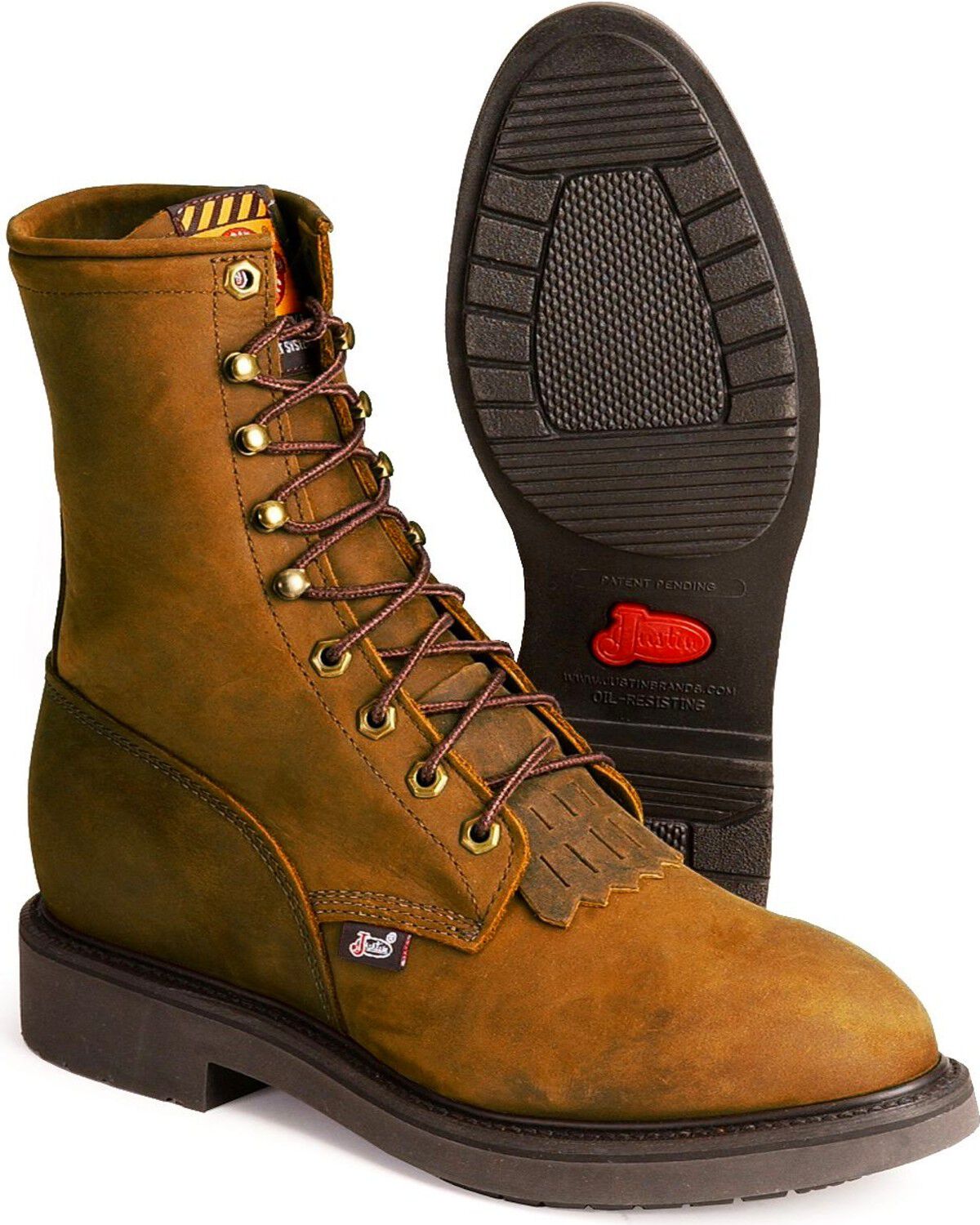 black justin lace up work boots