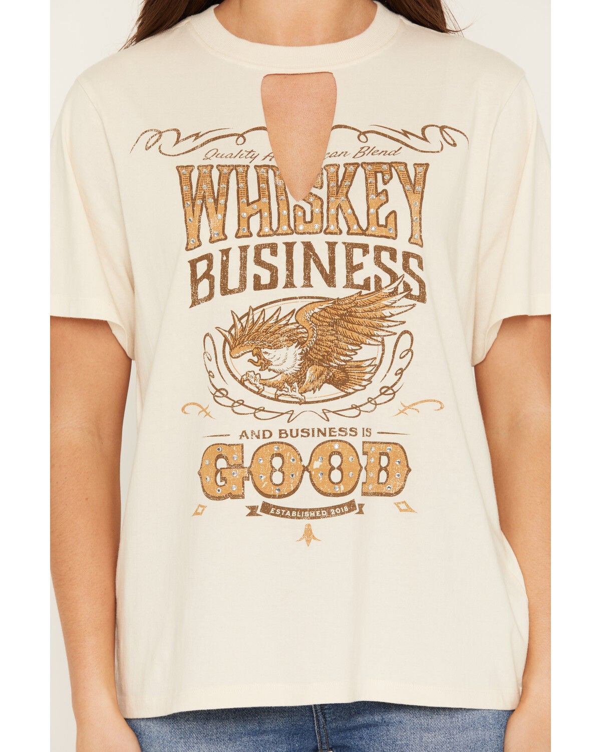 Image #3 - Idyllwind Women's Whiskey Business Short Sleeve Graphic Tee, Ivory, hi-res