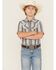 Image #1 - Cody James Boys' Roman Striped Short Sleeve Snap Western Shirt, Blue, hi-res