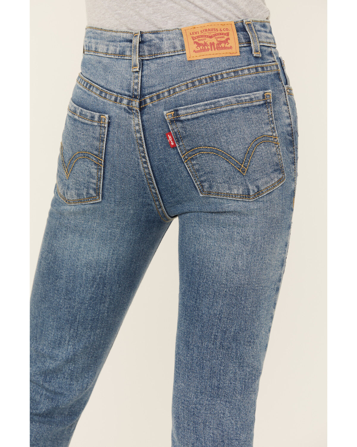 Image #4 - Levi's Girls' 726 Medium Wash Embroidered Stretch Flare Jeans, Blue, hi-res
