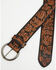 Image #2 - Stetson Women's Wide Floral Embossed Leather Belt, Brown, hi-res