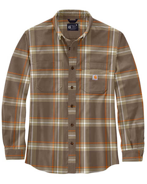 Image #1 - Carhartt Men's Relaxed Fit Midweight Plaid Print Long Sleeve Button-Down Flannel Work Shirt, Chestnut, hi-res