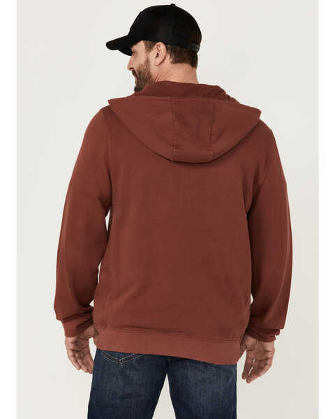 Image #4 - Brothers and Sons Men's Weathered French Terry Zip-Front Hooded Jacket, Red, hi-res