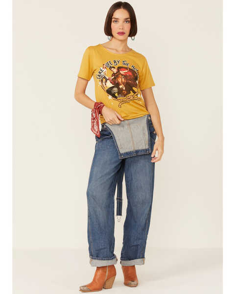 Image #4 - Rodeo Quincy Women's Grab Life By The Horns Graphic Short Sleeve Tee , Mustard, hi-res
