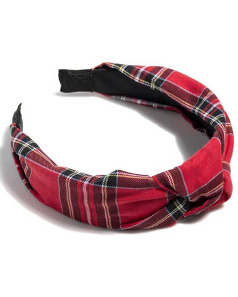 Shiraleah Women's Red Plaid Knotted Headband, Red, hi-res