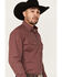 Image #2 - Ely Walker Men's Diamond Geo Print Long Sleeve Pearl Snap Western Shirt , Burgundy, hi-res
