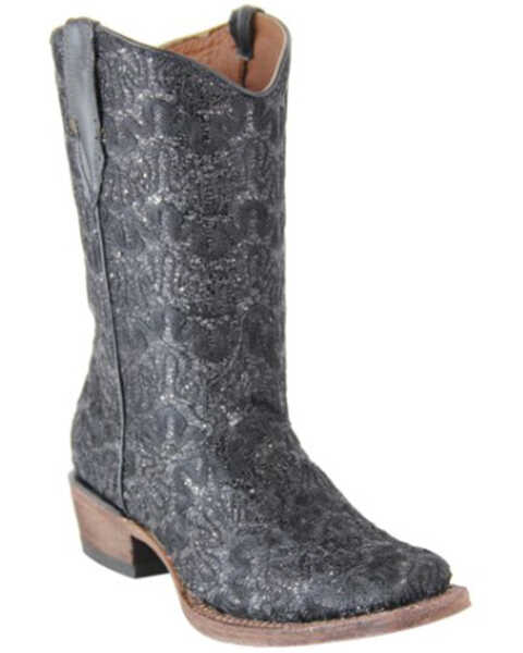 Tanner Mark Girls' Dakota Dragon Western Boots - Broad Square Toe, Black, hi-res