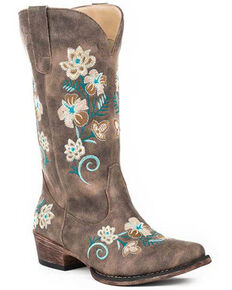 Roper Women's Vintage Brown Western Boots - Snip Toe, Brown, hi-res