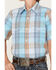Image #3 - Panhandle Boys' Plaid Print Short Sleeve Western Pearl Snap Shirt, Light Blue, hi-res