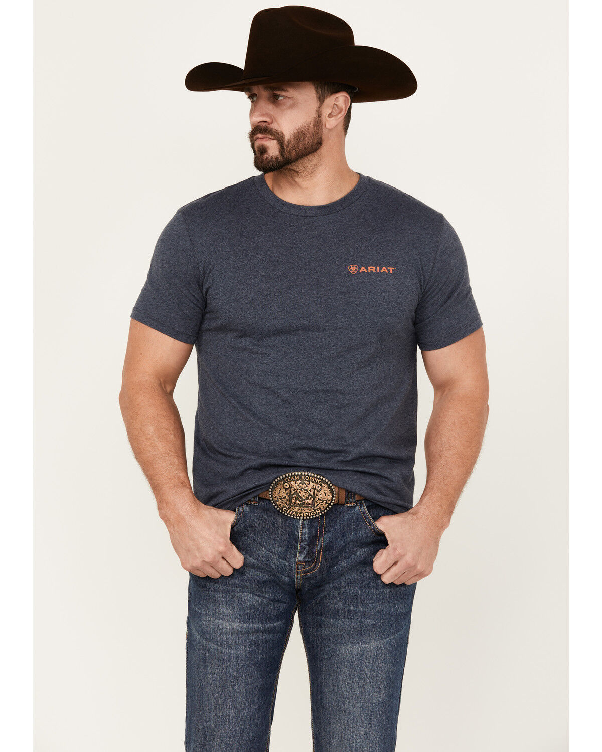 Image #2 - Ariat Men's Eagle Rock Short Sleeve Graphic T-Shirt, Navy, hi-res
