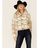 Image #1 - Vigoss Women's Ivory Grid Print Cropped Sherpa Jacket, Ivory, hi-res