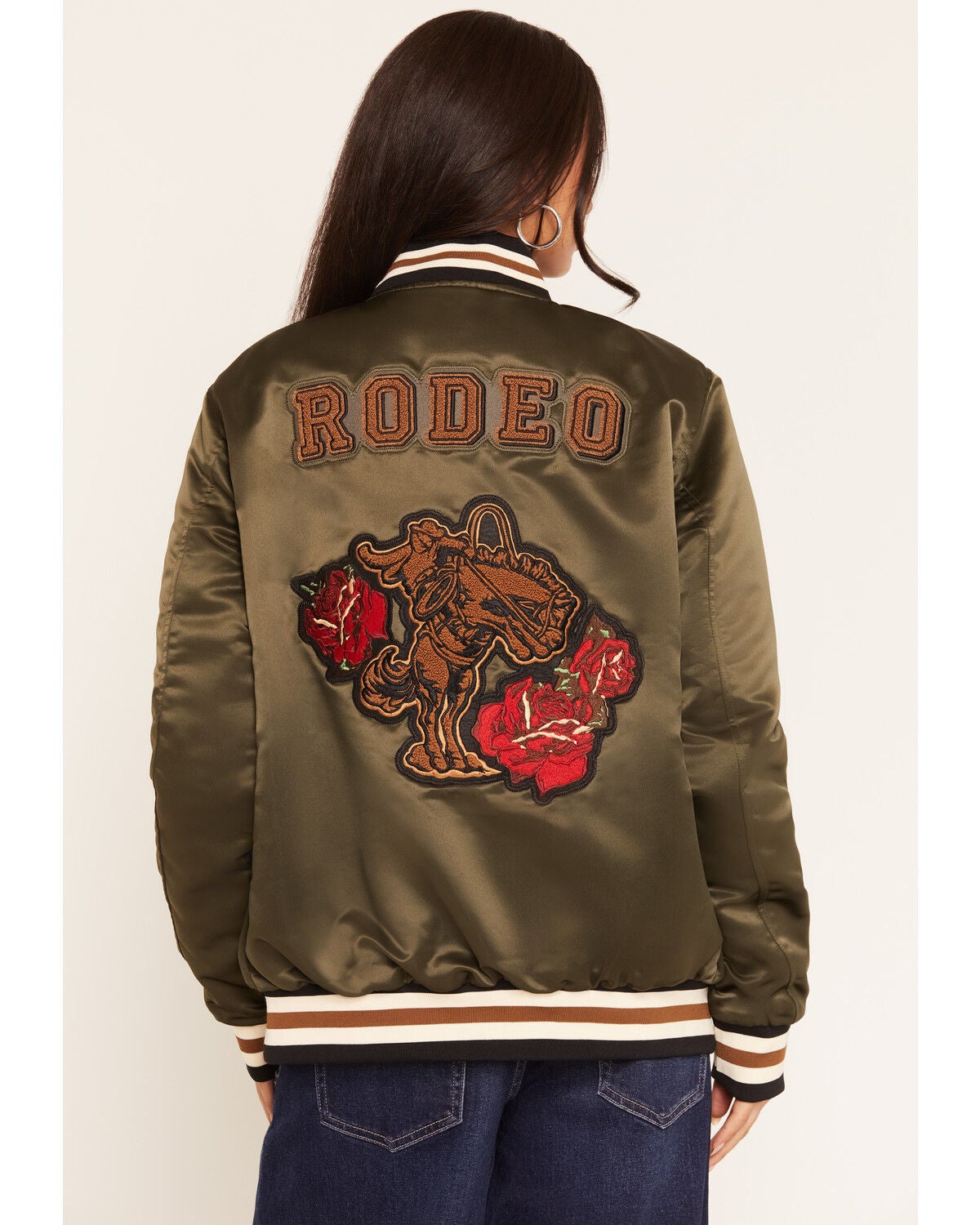 Image #4 - Rodeo Quincy X NFR Women's Cowboys Bomber Jacket, Green, hi-res