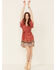 Image #2 - Angie Women's Ruffle Sleeve Tiered Dress, Red, hi-res