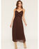 Image #1 - Originality Women's Solid Lace Sleeveless Midi Dress, Brown, hi-res