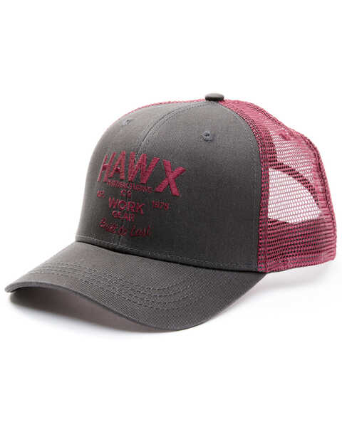 Hawx Men's Heather Black Logo Graphic Mesh-Back Ball Cap , Black, hi-res
