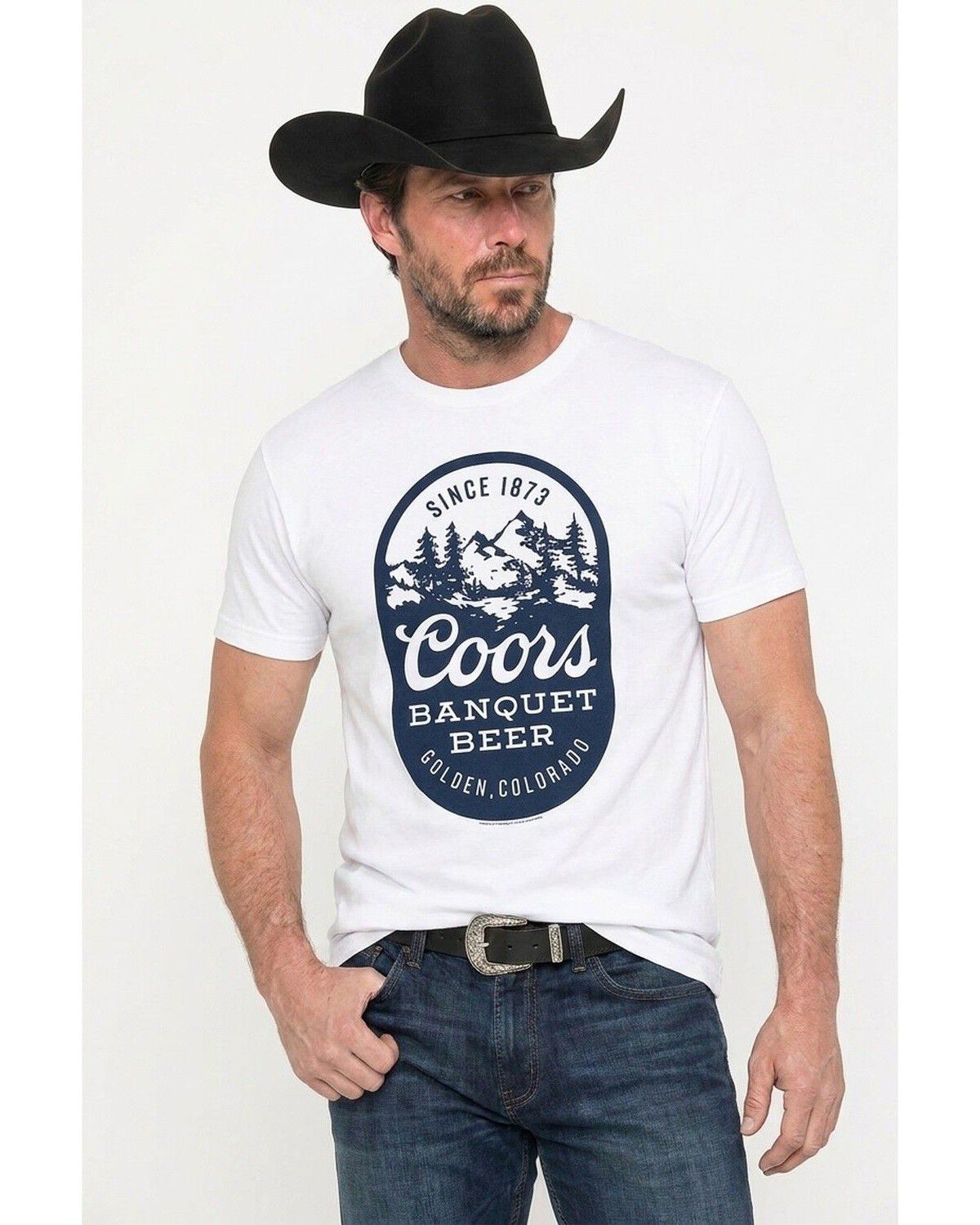 Image #1 - Coors Men's Banquet Short Sleeve Graphic T-Shirt, White, hi-res