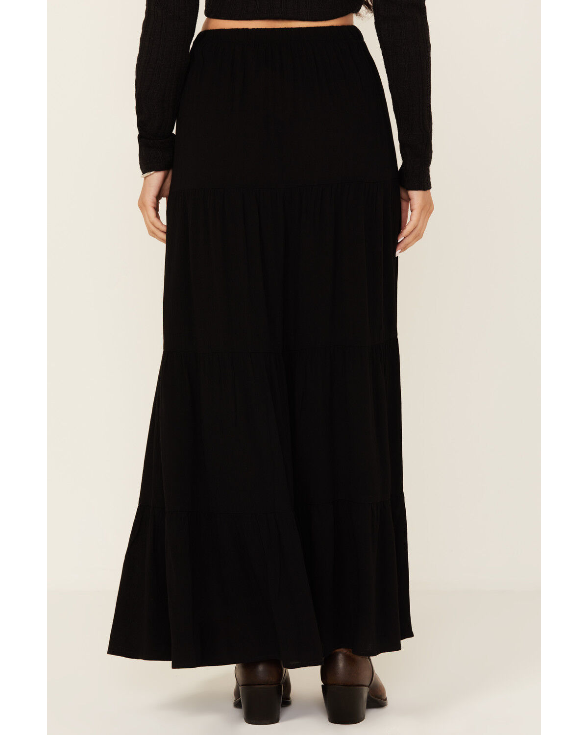 Image #4 - Originality Women's Tiered Maxi Skirt, Black, hi-res