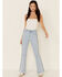 Grace in LA Women's Distressed Flare Leg Jeans, Blue, hi-res